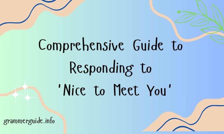 Comprehensive Guide to Responding to 'Nice to Meet You'